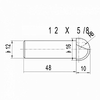 Изображение Фреза пазовая DELTA TOOLS Z=2 R=8 D=16x10x50 S=12 полукруг (чаша) 202.3222